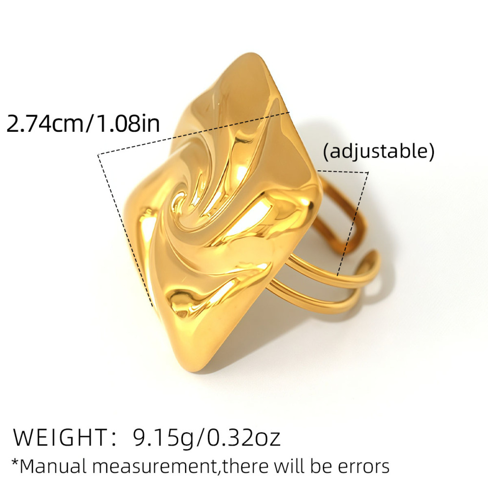 Bague Femme Simple, Rétro, Rectangulaire, En Acier Inoxydable Étanche (1 Pièce) 