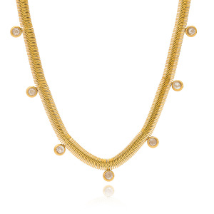 Collier Pendentif Élégant Pour Femme, En Acier Inoxydable Étanche, Couleur Or, Avec 1 Pièce De Finition Élégante h5 