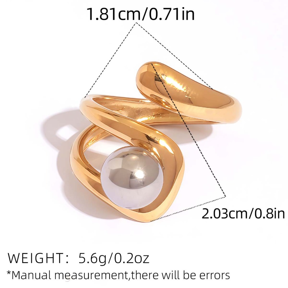 Bague Femme En Acier Inoxydable Étanche, Coloris Or Et Argent (1 Pièce) Image2