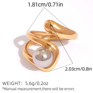 Bague Femme En Acier Inoxydable Étanche, Coloris Or Et Argent (1 Pièce) h5 Image2