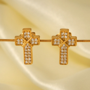 1 Paire De Boucles D'Oreilles À Tige En Acier Inoxydable Et Zircon Pour Femme h5 Image6