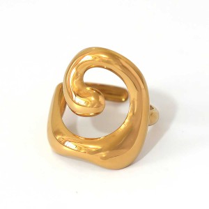 Bague Femme Simple, Forme Irrégulière, En Acier Inoxydable Étanche h5 