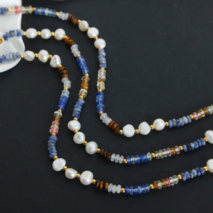 Collier De Perles Élégant Pour Femme, En Acier Inoxydable Imperméable, Couleur Or, Avec Pierres Naturelles (1 Pièce) h5 Image4
