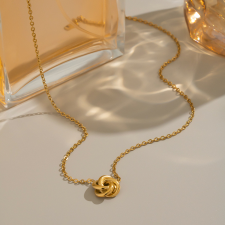 Collier pendentif fleur en acier inoxydable étanche couleur or (1 pièce) 2
