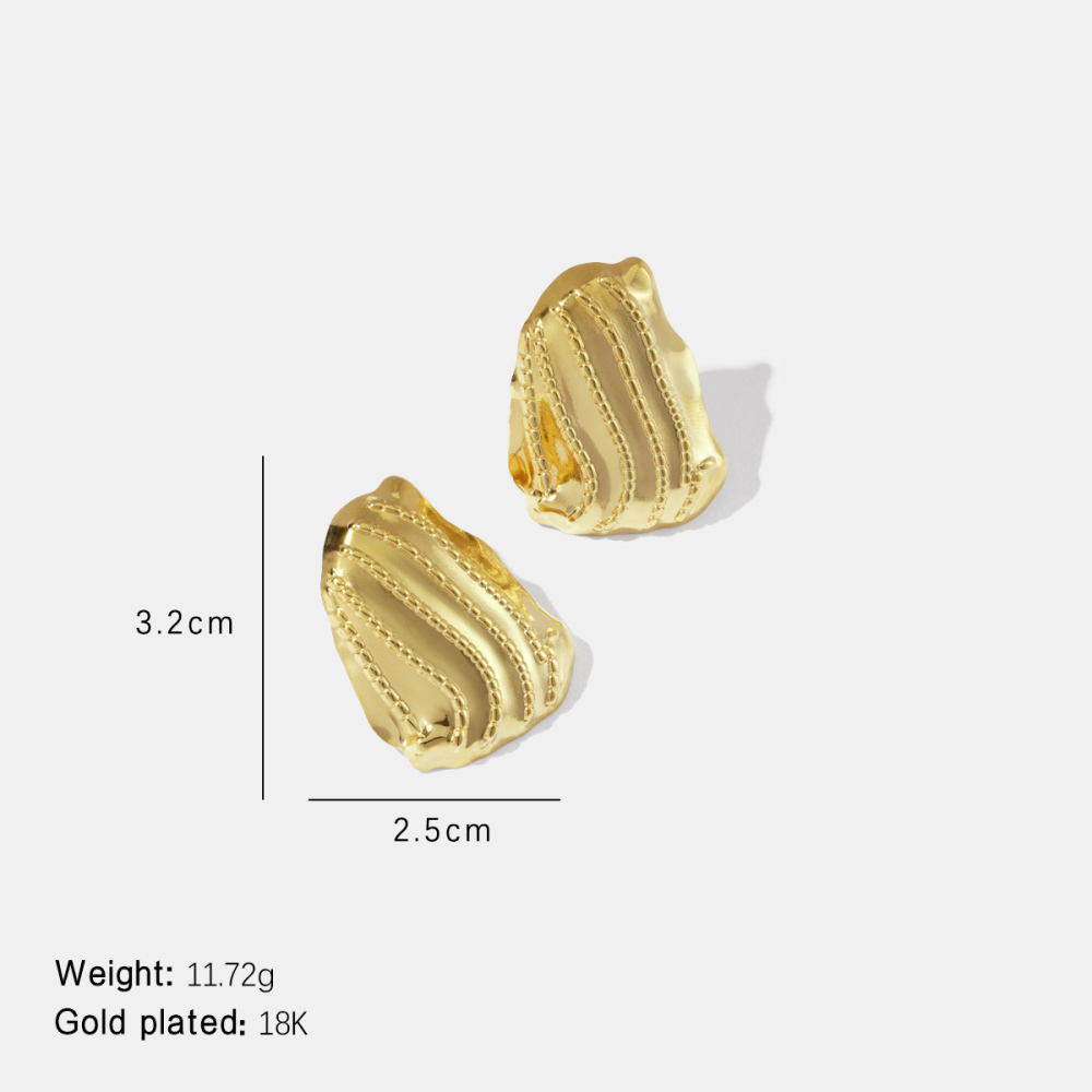 Boucles D'Oreilles Puces En Acier Inoxydable Doré, Forme Irrégulière, Étanches, Couleur Or 