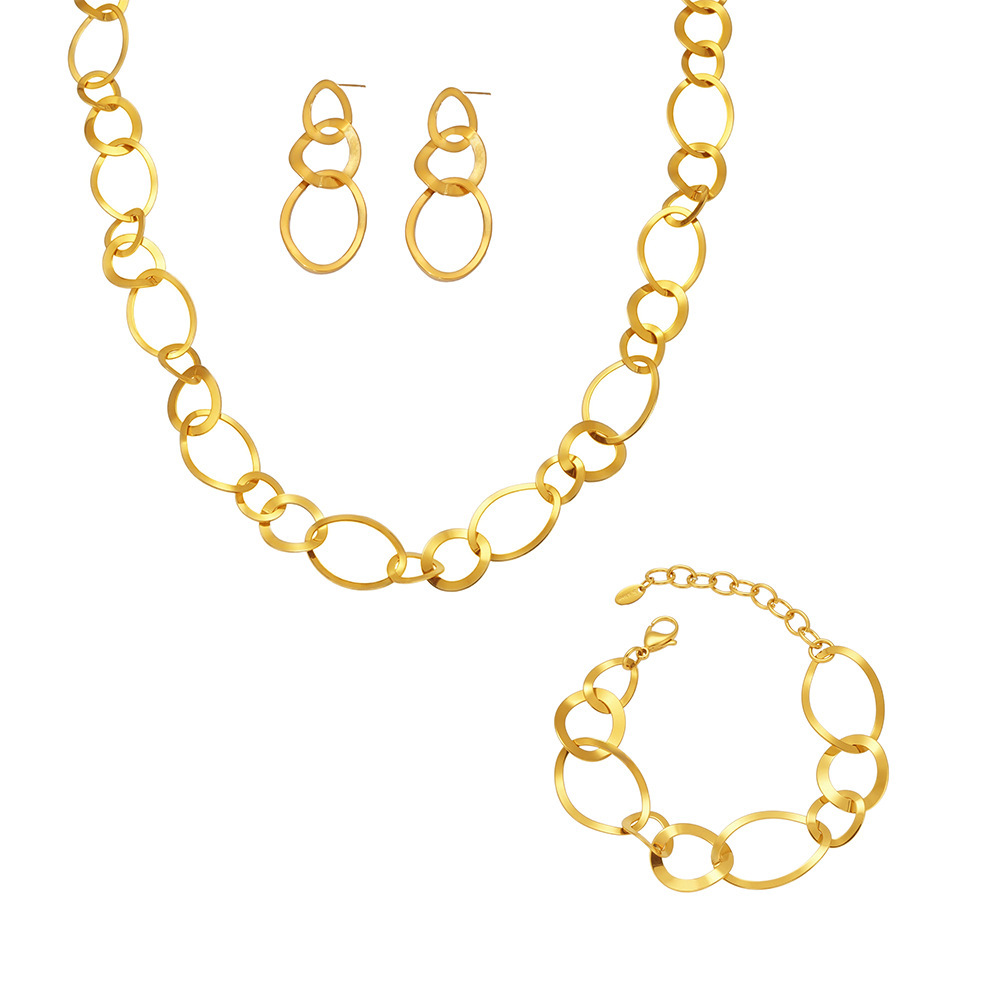 Ensembles De Bijoux Pour Femmes En Acier Inoxydable De Forme Ovale Irrégulière, Étanches Et De Couleur Dorée Image8