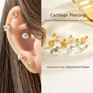 Boucle D'Oreille Piercing En Forme De Cœur En Cuivre Doré Et Zircon h5 Image4