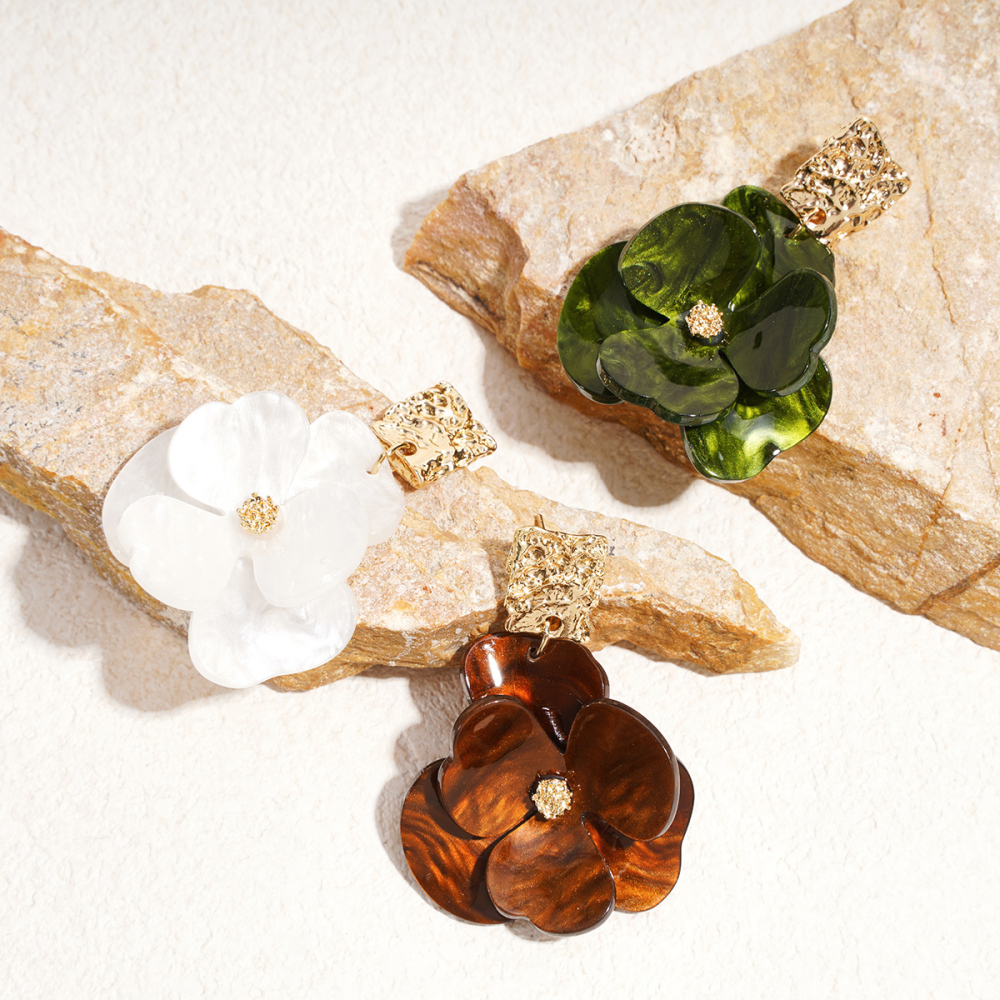1 Paire De Boucles D'Oreilles Pendantes Rétro En Alliage À Motif Floral Image5