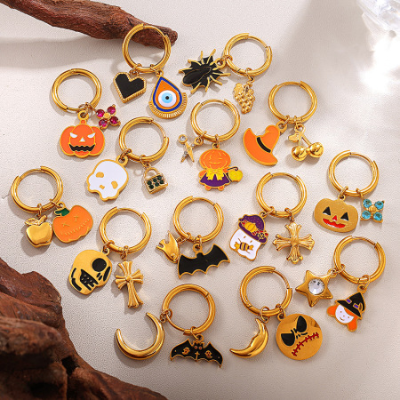 1 paire de boucles d'oreilles pendantes étanches en acier inoxydable pour Halloween