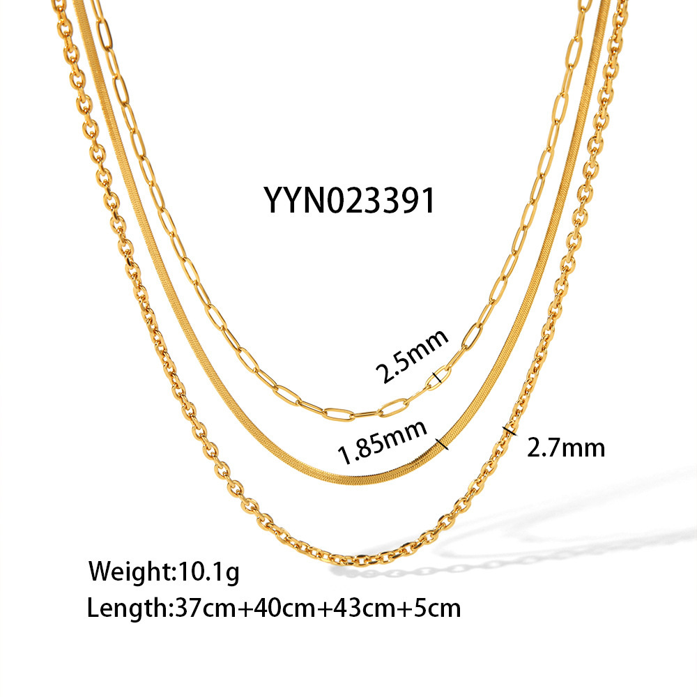 Colliers À Maillons Pour Femmes, Collection Simple Series Daily Chain, En Acier Inoxydable Étanche, Couleur Or Image3