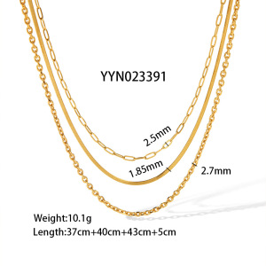 Colliers À Maillons Pour Femmes, Collection Simple Series Daily Chain, En Acier Inoxydable Étanche, Couleur Or h5 Image3
