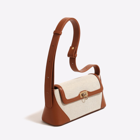 Sac à bandoulière rétro en toile de couleurs mélangées pour femme, 1 pièce 2