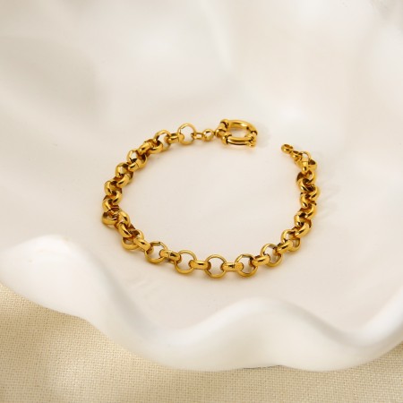 Bracelet Chaîne Simple Pour Femme, Rectangulaire, En Acier Inoxydable Étanche (1 Pièce). 2