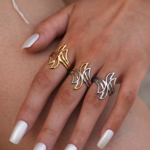 Bague Tendance Décontractée De Forme Irrégulière En Acier Inoxydable, Couleur Or, Étanche. h5 Image5