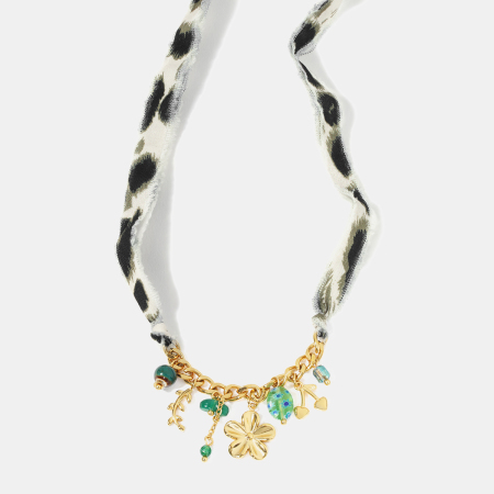 Collier Pendentif En Acier Inoxydable Étanche Couleur Or Avec Motif De Cerisier