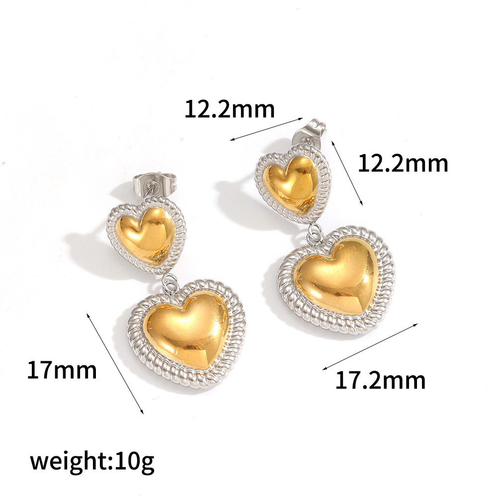 Ensembles De Bijoux Pour Femmes En Acier Inoxydable Doré, Style Vintage, En Forme De Cœur 