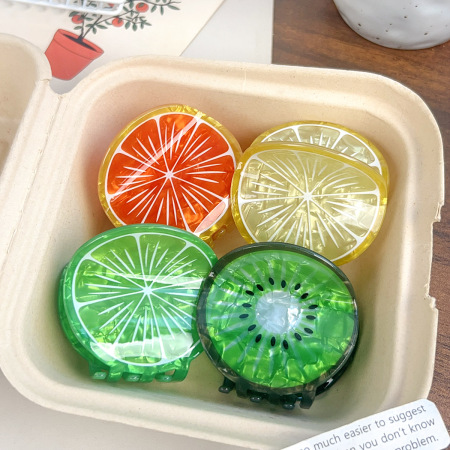 1 pince à cheveux ronde en PVC pour femme, douce et fraîche, en forme de citron