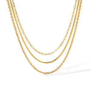 Colliers À Maillons Pour Femmes, Collection Simple Series Daily Chain, En Acier Inoxydable Étanche, Couleur Or h5 Image5