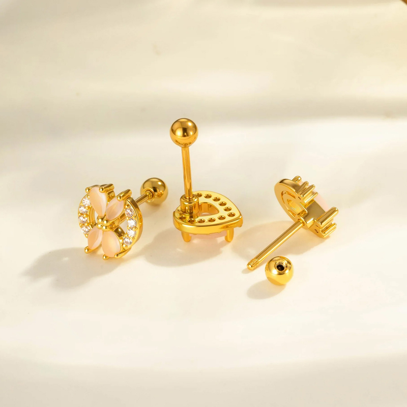 Boucle D'Oreille Piercing En Forme De Cœur Et De Papillon, Couleur Cuivre Et Or, 1 Pièce h5Image3