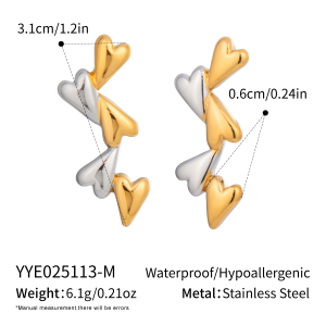 1 Paire De Boucles D'Oreilles Puces En Acier Inoxydable Doré Et Étanches En Forme De Cœur h5 