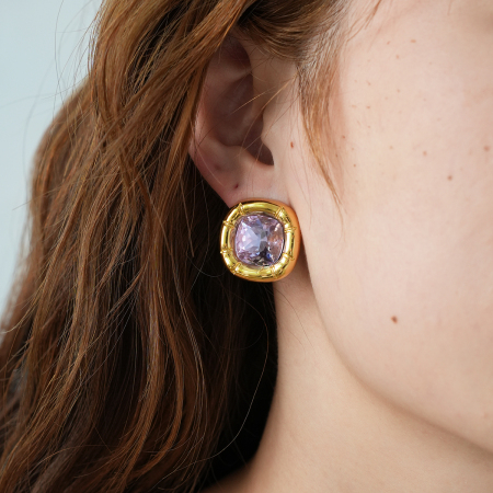 1 paire de boucles d'oreilles puces rectangulaires simples en acier inoxydable étanche couleur or pour femmes 2