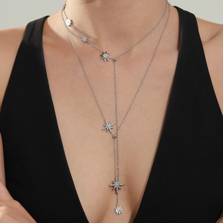 Collier pendentif femme luxueux en acier inoxydable doré, orné d'une étoile (1 pièce) 2