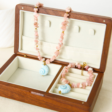 Ensemble collier et pendentif en céramique avec perles et pierres naturelles de style océanique 2