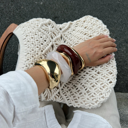 Bracelet jonc rétro de forme irrégulière, 1 pièce 2