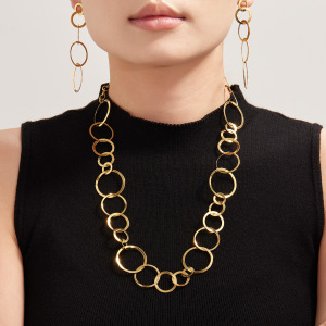 Ensembles De Bijoux Pour Femmes Casual Circle En Acier Inoxydable Étanche Couleur Or h5 Image4