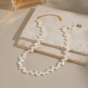 Collier De Perles De Couleur Or En Acier Inoxydable De La Série Luxurious, 1 Pièce h5 Image4