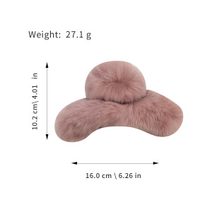 1 Pince À Cheveux Simple Et Mignonne En Peluche Super Douce De Couleur Unie Pour Femme h5 Image4
