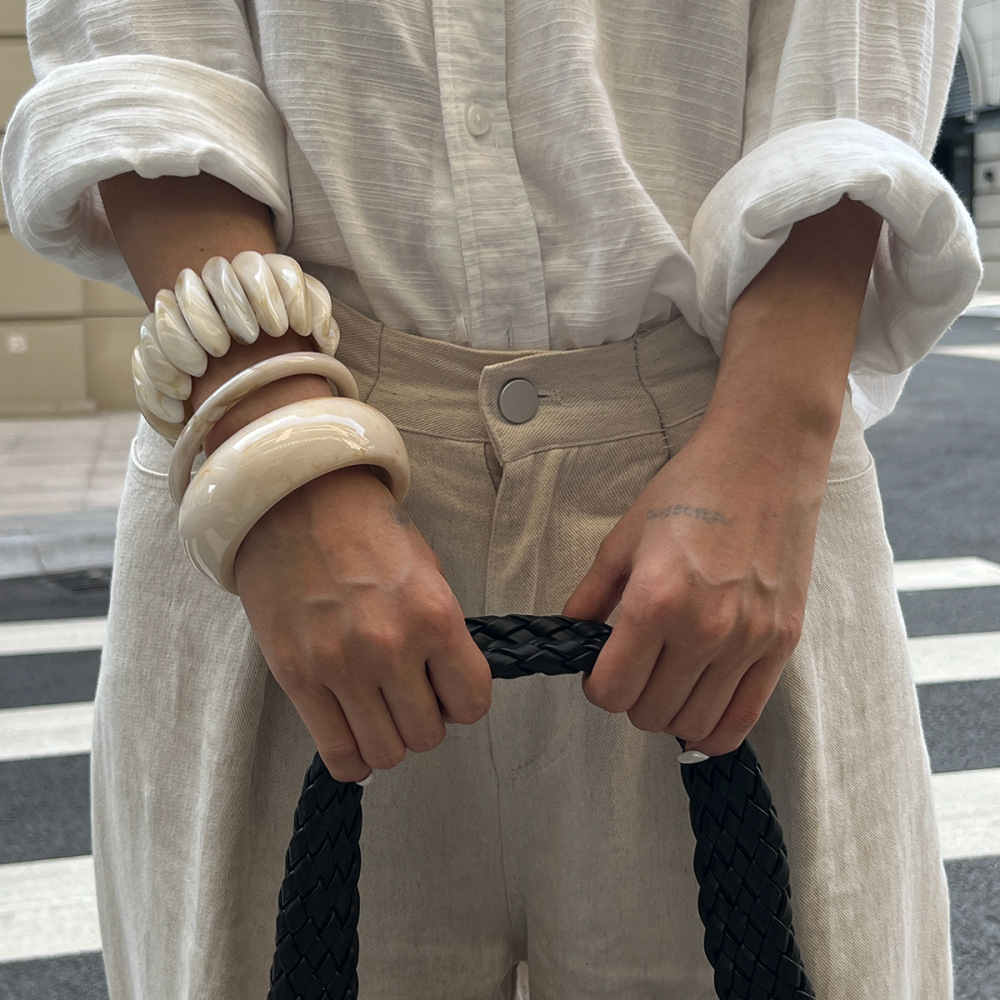 Bracelet Jonc Rétro En Résine De Forme Irrégulière, 1 Pièce Image3