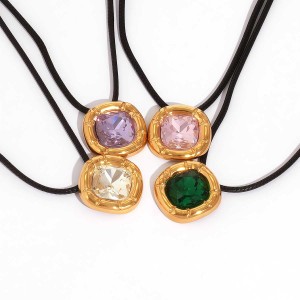 Collier Pendentif Femme Simple, Rectangulaire, En Acier Inoxydable Étanche (1 Pièce) h5 Image5