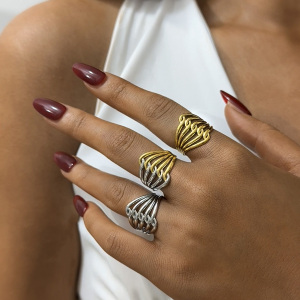 Bague Femme Simple, Forme Irrégulière, En Acier Inoxydable Étanche h5 Image2