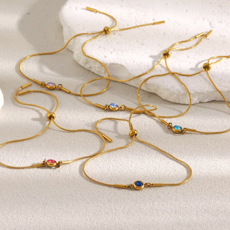 Bracelet chaîne simple et élégant pour femme, en acier inoxydable étanche, couleur or (1 pièce). 2