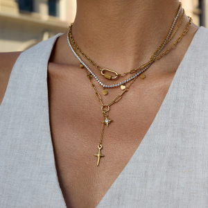 Collier Pendentif Femme En Acier Inoxydable Doré, Orné D'Une Étoile Exquise (1 Pièce) h5 Image3