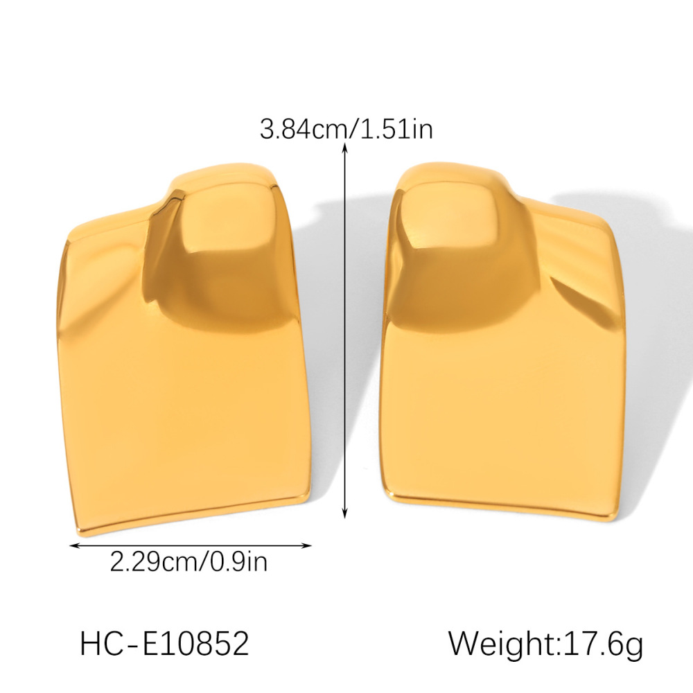 1 Paire De Boucles D'Oreilles Puces Rectangulaires Pour Femme, En Acier Inoxydable Étanche, Couleur Or, À Porter Au Quotidien. Image2