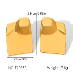 1 Paire De Boucles D'Oreilles Puces Rectangulaires Pour Femme, En Acier Inoxydable Étanche, Couleur Or, À Porter Au Quotidien. h5 Image2