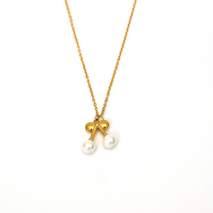 Collier Pendentif Femme En Acier Inoxydable Doré, Étanche, Motif Nourriture Décontractée (1 Pièce) h5