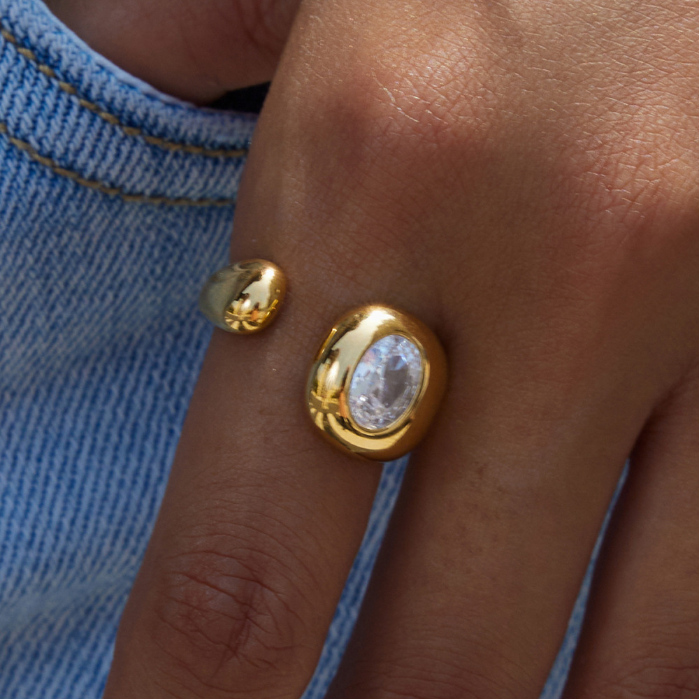 Bague De Luxe En Acier Inoxydable Doré, De Forme Irrégulière Et Étanche, Vendue À L'Unité. Image4