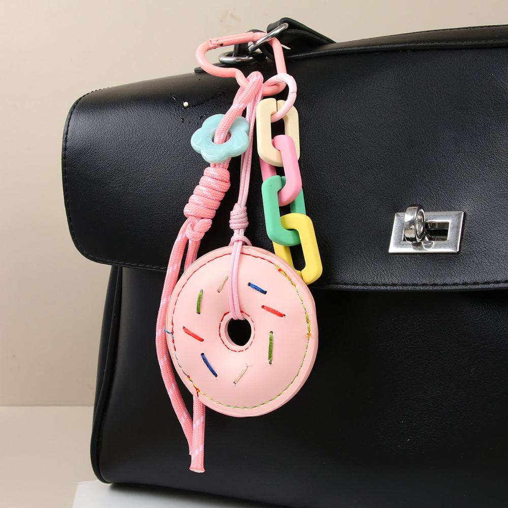 1 Breloque De Sac Pour Femme En Pu, Série Simple, Mignon, En Forme De Beignet Image4
