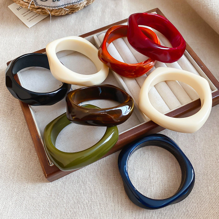 Bracelet jonc en acrylique de forme irrégulière, 1 pièce 2
