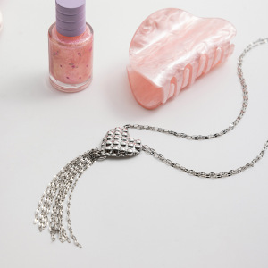Collier Pendentif Femme En Forme De Cœur Sexy, En Acier Inoxydable Étanche, Couleur Argent (1 Pièce) h5 Image2
