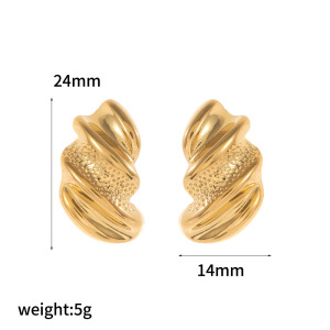 1 Paire De Boucles D'Oreilles À Clous En Acier Inoxydable De Forme Irrégulière, Étanches, Couleur Or h5