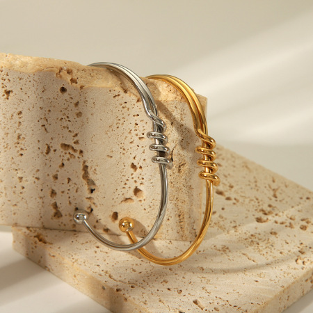 Bracelet manchette étanche en acier inoxydable doré, 1 pièce