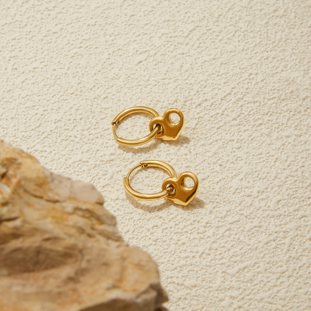 Ensembles De Bijoux Pour Femmes En Acier Inoxydable Doré, En Forme De Cœur, De La Série Romantique Image6