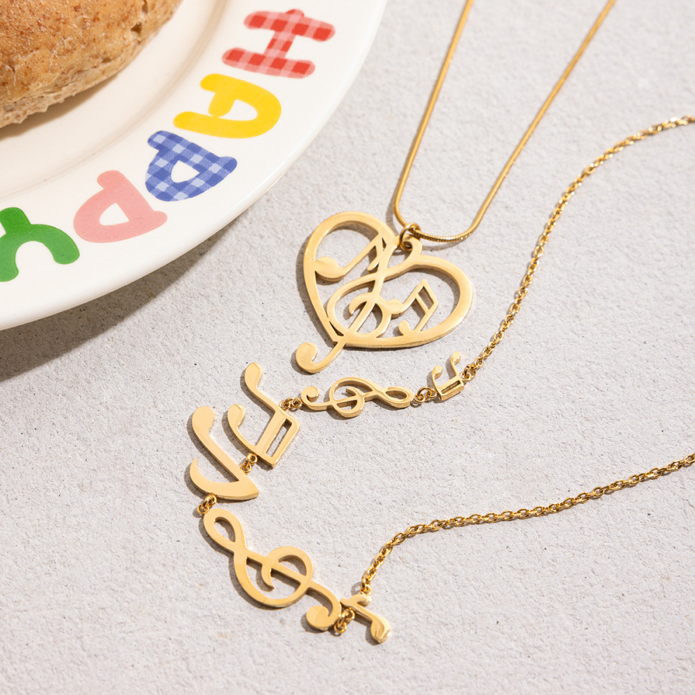 Collier Pendentif Femme En Acier Inoxydable Doré, Étanche, Avec Message Romantique (1 Pièce) Image5
