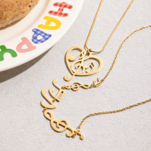 Collier Pendentif Femme En Acier Inoxydable Doré, Étanche, Avec Message Romantique (1 Pièce) h5 Image5