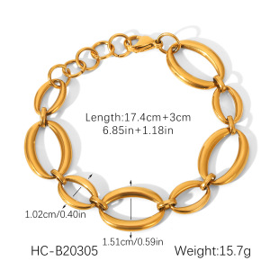 Bracelet Simple En Acier Inoxydable Doré Pour Femme, Forme Irrégulière, Idéal Pour Le Quotidien h5 Image2