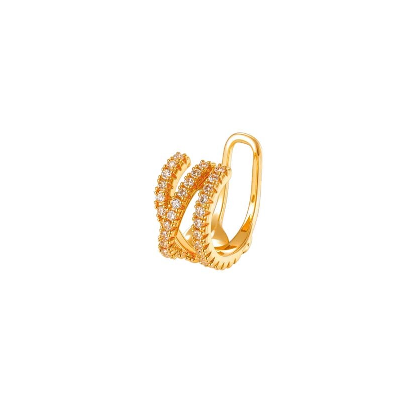1 Pièce De Manchettes D'Oreilles En Cuivre Doré Et Zircon 